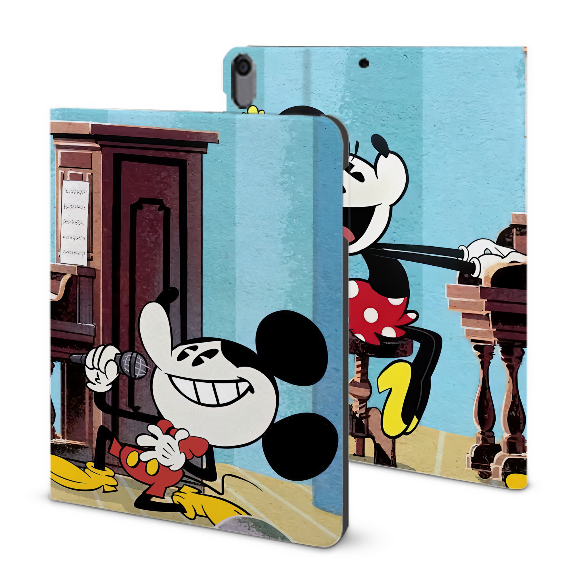 （画像用） ミッキーマウス Mickey Mouse IPad ケース ブック型 PUレザー TPU 耐衝撃 軽量 薄型 ペン収納なし 全面保護 IPad 各モデル対応